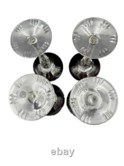 Vintage Lausitzer Crystal Cut to Clear Ruby Wine Goblet Glasses Grapes Set of 4