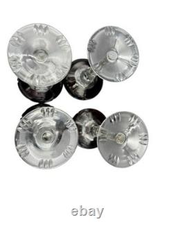 Vintage Lausitzer Crystal Cut to Clear Ruby Wine Goblet Glasses Grapes Set of 4