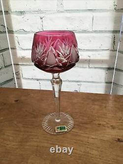 Vintage Lausitzer Cut To Clear Crystal Hock Wine Glasses X 6 Never Used Matching
