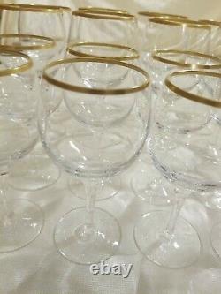 Vintage Lenox Crystal Glasses 16 Wine or Water Goblet Gold Rim 7 & 6