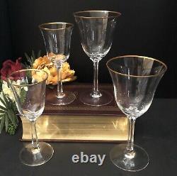 Vintage Lenox Crystal Hayworth Gold Trim Hand Blown USA set 2 Water + 2 Wine