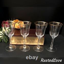 Vintage Lenox Crystal Mansfield Gold Trim Hand Blown USA set 4 Wine Glasses
