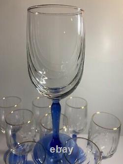 Vintage Lenox Crystal Wine Glass Cobalt Blue Stemmed Dual Swag (Set of 10)