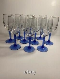 Vintage Lenox Crystal Wine Glass Cobalt Blue Stemmed Dual Swag (Set of 10)