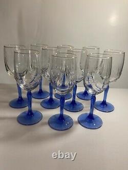 Vintage Lenox Crystal Wine Glass Cobalt Blue Stemmed Dual Swag (Set of 10)