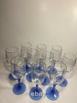 Vintage Lenox Crystal Wine Glass Cobalt Blue Stemmed Dual Swag (Set of 10)