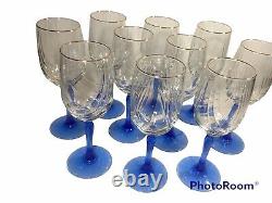 Vintage Lenox Crystal Wine Glass Cobalt Blue Stemmed Dual Swag (Set of 10)