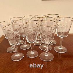 Vintage Lenox Etched Clear Chrystal Wine (8) & Water (4) Stemmed Glasses Signed