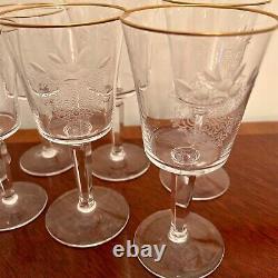 Vintage Lenox Etched Clear Chrystal Wine (8) & Water (4) Stemmed Glasses Signed