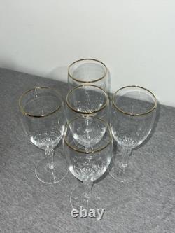 Vintage Lenox USA Crystal Wine Glasses Set of 5 Gold Rim Swirl Stem Elegant