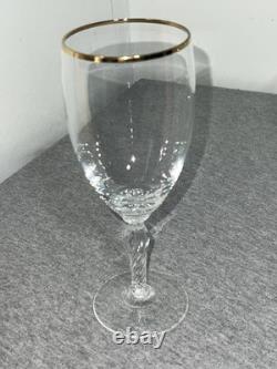 Vintage Lenox USA Crystal Wine Glasses Set of 5 Gold Rim Swirl Stem Elegant