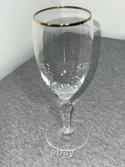 Vintage Lenox USA Crystal Wine Glasses Set of 5 Gold Rim Swirl Stem Elegant
