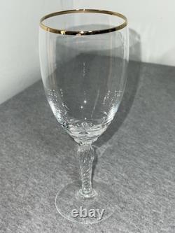 Vintage Lenox USA Crystal Wine Glasses Set of 5 Gold Rim Swirl Stem Elegant