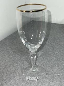 Vintage Lenox USA Crystal Wine Glasses Set of 5 Gold Rim Swirl Stem Elegant