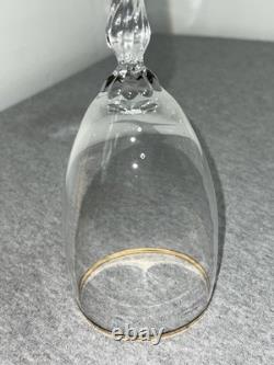 Vintage Lenox USA Crystal Wine Glasses Set of 5 Gold Rim Swirl Stem Elegant