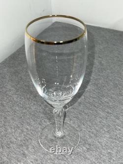 Vintage Lenox USA Crystal Wine Glasses Set of 5 Gold Rim Swirl Stem Elegant