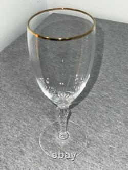Vintage Lenox USA Crystal Wine Glasses Set of 5 Gold Rim Swirl Stem Elegant