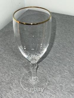 Vintage Lenox USA Crystal Wine Glasses Set of 5 Gold Rim Swirl Stem Elegant
