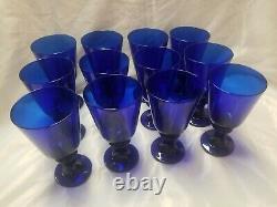 Vintage Libbey Deep Cobalt Blue Water / Wine Goblets. Set of 12 with Carrier