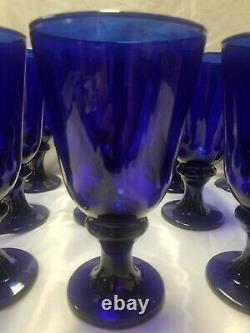 Vintage Libbey Deep Cobalt Blue Water / Wine Goblets. Set of 12 with Carrier