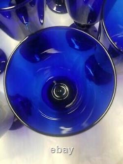 Vintage Libbey Deep Cobalt Blue Water / Wine Goblets. Set of 12 with Carrier
