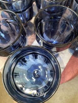 Vintage Libbey Duratuff Cobalt Stemware Wine Glasses Set of 11 Used