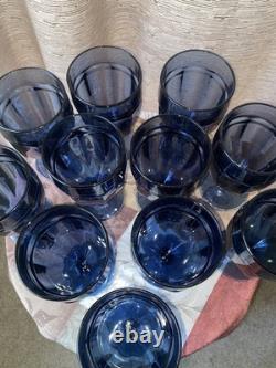 Vintage Libbey Duratuff Cobalt Stemware Wine Glasses Set of 11 Used