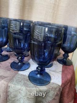 Vintage Libbey Duratuff Cobalt Stemware Wine Glasses Set of 11 Used