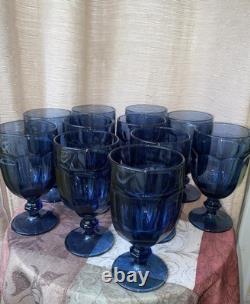 Vintage Libbey Duratuff Cobalt Stemware Wine Glasses Set of 11 Used