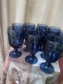 Vintage Libbey Duratuff Cobalt Stemware Wine Glasses Set of 11 Used