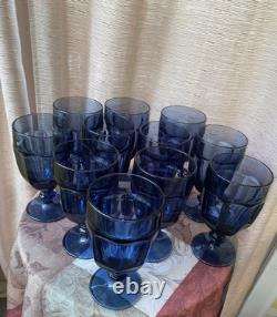 Vintage Libbey Duratuff Cobalt Stemware Wine Glasses Set of 11 Used