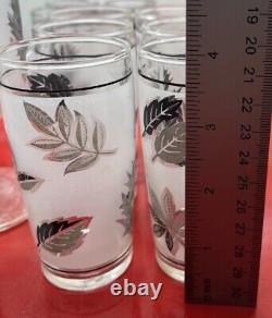 Vintage Libbey Frosted Leaf Design Bar Ware Water Wine Glasses Set Of 18 Silver