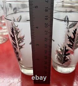 Vintage Libbey Frosted Leaf Design Bar Ware Water Wine Glasses Set Of 18 Silver