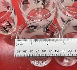 Vintage Libbey Frosted Leaf Design Bar Ware Water Wine Glasses Set Of 18 Silver