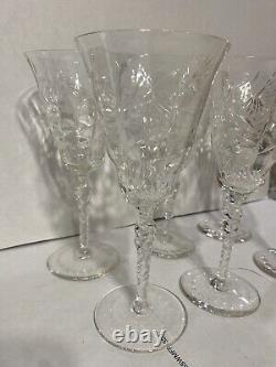 Vintage Libbey Long Stem Crystal Wine Glasses Set Of 6 8oz