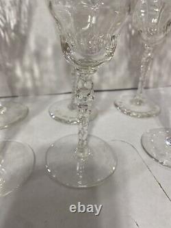 Vintage Libbey Long Stem Crystal Wine Glasses Set Of 6 8oz