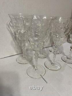Vintage Libbey Long Stem Crystal Wine Glasses Set Of 6 8oz