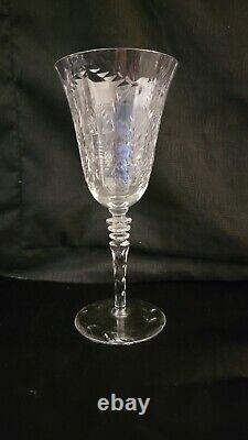 Vintage Libbey Rock Sharpe Fernwood Crystal Wine Glasses Stems #2010-2