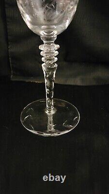 Vintage Libbey Rock Sharpe Fernwood Crystal Wine Glasses Stems #2010-2