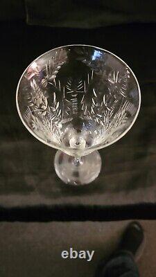 Vintage Libbey Rock Sharpe Fernwood Crystal Wine Glasses Stems #2010-2