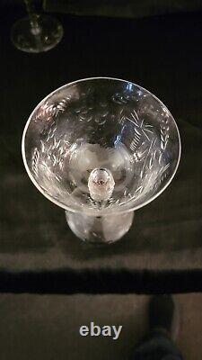 Vintage Libbey Rock Sharpe Fernwood Crystal Wine Glasses Stems #2010-2