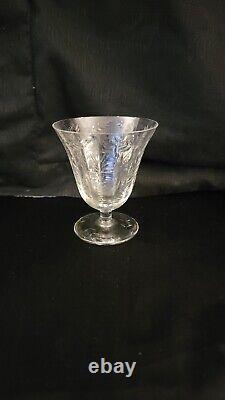 Vintage Libbey Rock Sharpe Fernwood Crystal Wine Glasses Stems #2010-2