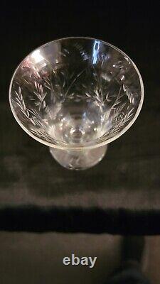 Vintage Libbey Rock Sharpe Fernwood Crystal Wine Glasses Stems #2010-2