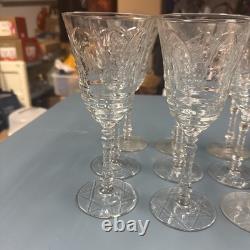 Vintage Libby 1940S Rock Sharpe Etched Cut Crystal 8oz Wine Glasses, Set Of 13