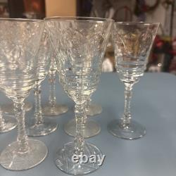 Vintage Libby 1940S Rock Sharpe Etched Cut Crystal 8oz Wine Glasses, Set Of 13