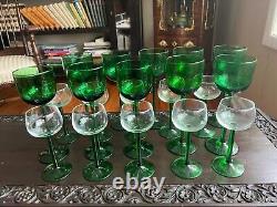 Vintage Liqueur, Wine, Port, Retro/Vintage Goblet Glasses Hand Crafted Green