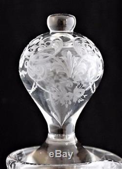 Vintage Lobmeyr Baroque Engraved Glass Wine Decanter Ewer & 4 Tumblers Set Sign
