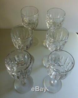 Vintage Lot 6 Beautiful Waterford Crystal Kildare 6 1/2 Wine Glasses Old Mark