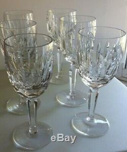 Vintage Lot 6 Beautiful Waterford Crystal Kildare 6 1/2 Wine Glasses Old Mark