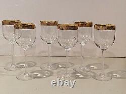 Vintage Lot of 6 Lenox Autumn Wide Gold Encrusted Band Wine Glass 7 1/4 Inch